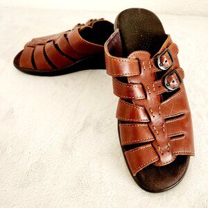 SAS Womens Sandals Tango Fishman Size 7 M Tripad Comfort Wedge Slip On Brown